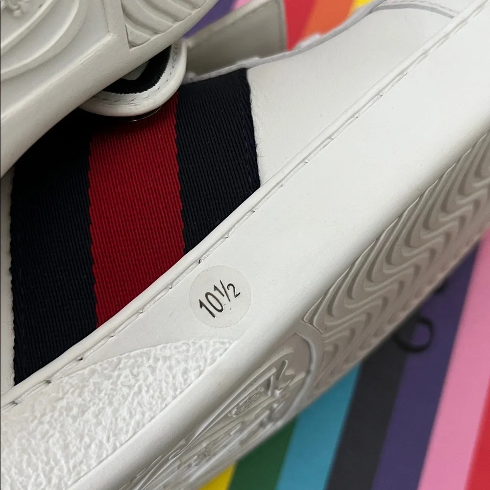 🆕 Auth Gucci Sneakers Ace Gucci 10.5 Removable Patches